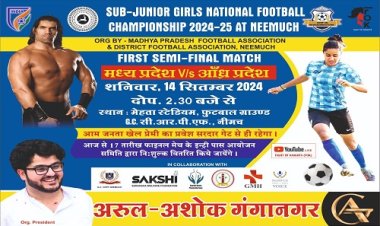 BIG NEWS : सब जूनियर गर्ल्स नेशनल फुटबॉल चैम्पियनशिप, उड़ीसा और मध्य प्रदेश के बीच फाइनल मैच, मंगलवार को दुधिया रोशनी में के बीच होगा कड़ा मुकाबला, खेलप्रेमियों के रूबरू होंगे द ग्रेट खली, पढ़े खबर