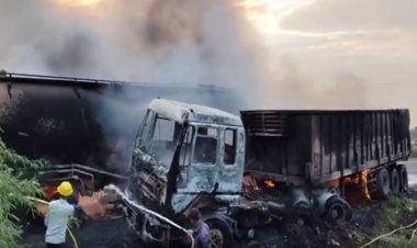 OMG ! नेशनल हाईवे पर काल ने मचाया तांडव, बल्कर और ट्रोले की जोरदार टक्कर, फिर लगी भीषण आग, दूर-दूर तक दिखाई दी लपटे, वाहन चालक जिंदा जला, घटना प्रतापगढ़ जिले के इस थाना क्षेत्र की, पढ़े खबर