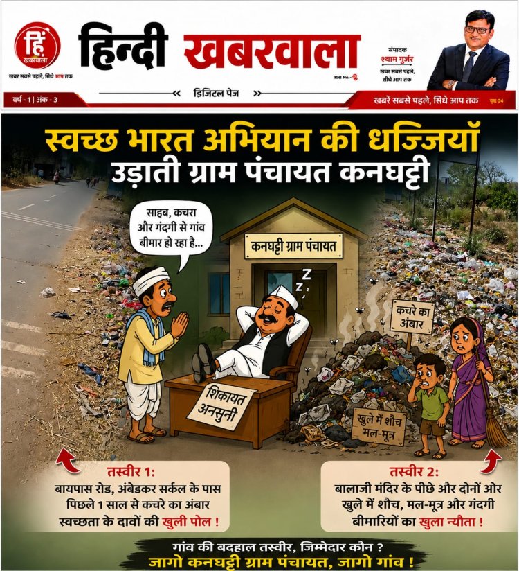 BIG NEWS : स्वच्छ भारत अभियान की उड़ रही धज्जियां !,कनघट्टी ग्राम पंचायत बनी गंदगी का अड्डा,सालभर से सड़क किनारे सड़ रहा कचरा मंदिर मार्ग पर खुले में शौच,बदबू और बीमारी से ग्रामीण परेशान, शिकायतों के बाद भी पंचायत मौन, जिम्मेदारों की कार्यशैली पर उठे सवाल, पढ़े ये खबर